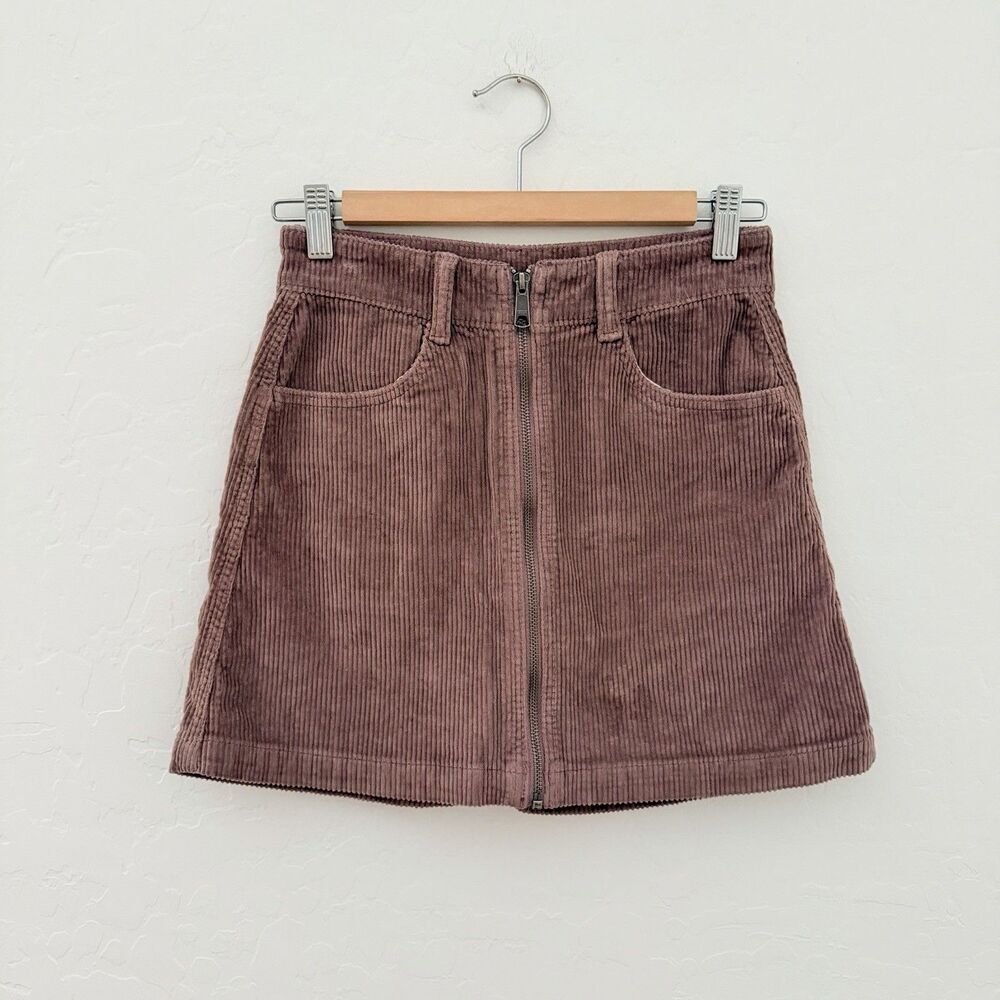 American Eagle Super High Hi Rise A-Line Corduroy Mini Skirt Mauve Pink Size 00